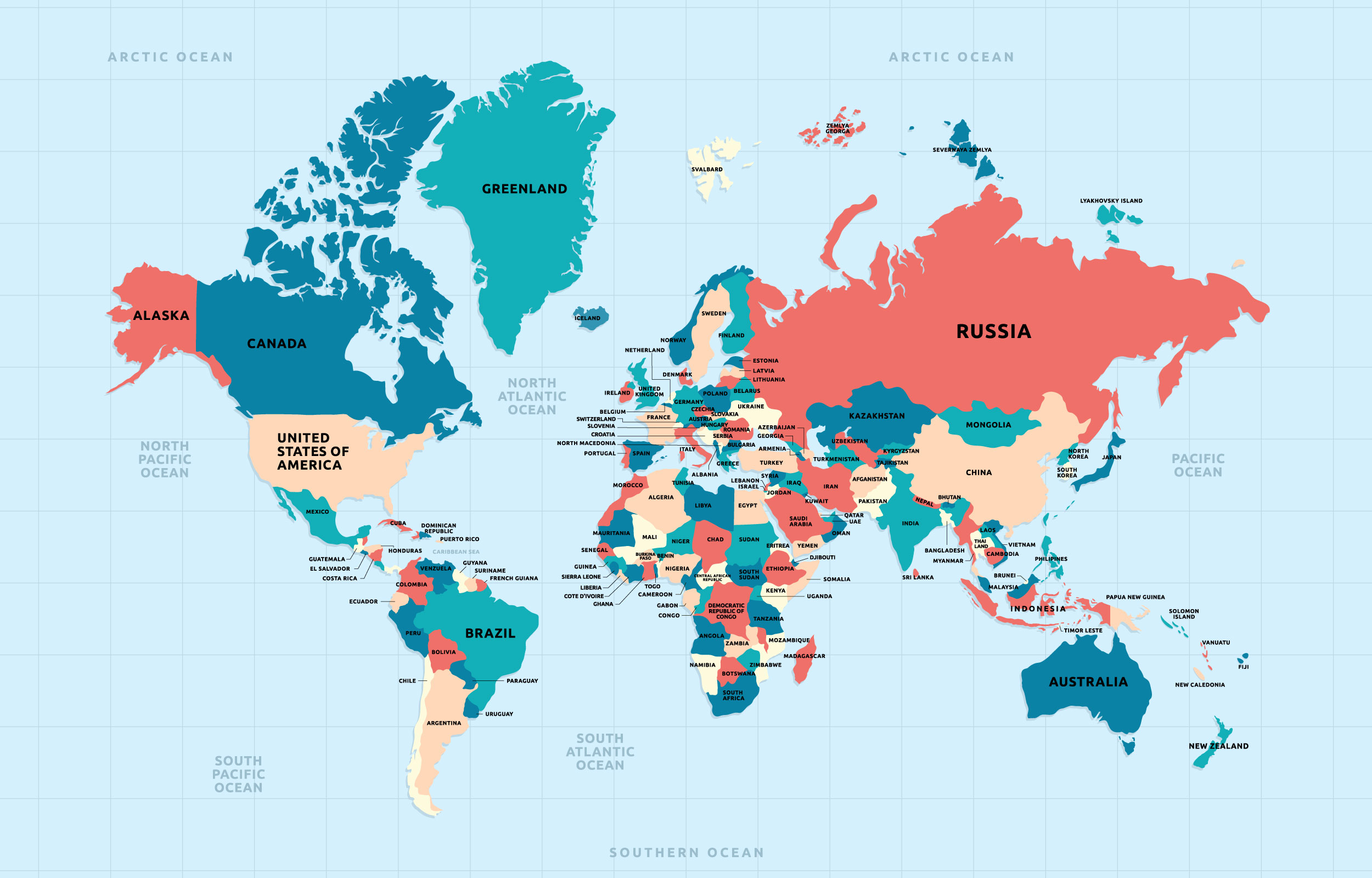 Gray World Map
